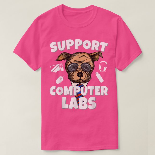 Camiseta Suporte a Laboratórios de Computadores Engraçado E (Frente do Design)