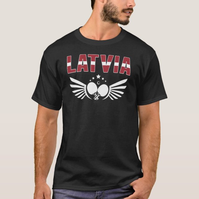 Camiseta Suporte à Mesa da Letónia Ping Pong Te (Frente)