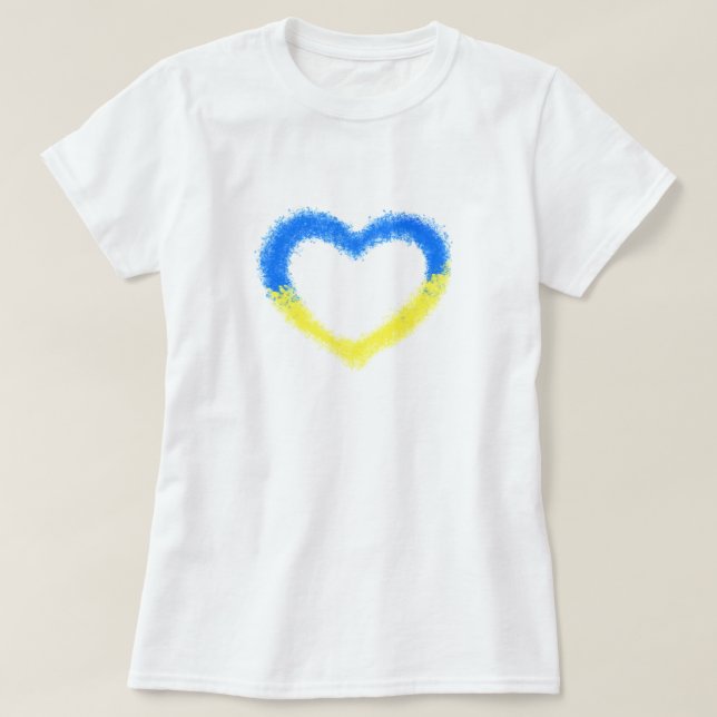 Camiseta Suporte à Ucrânia - T-Shirt Ucraniano Flag Heart (Frente do Design)