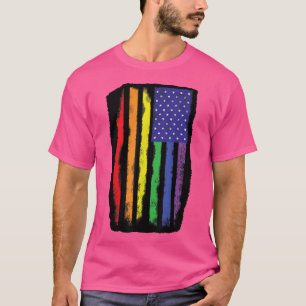 Camiseta Suporte ao mês do orgulho Lgbt com o Rainbow EUA a