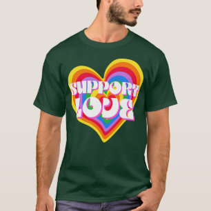 Camiseta Suporte ao Rainbow Heart LGBT Igualdade