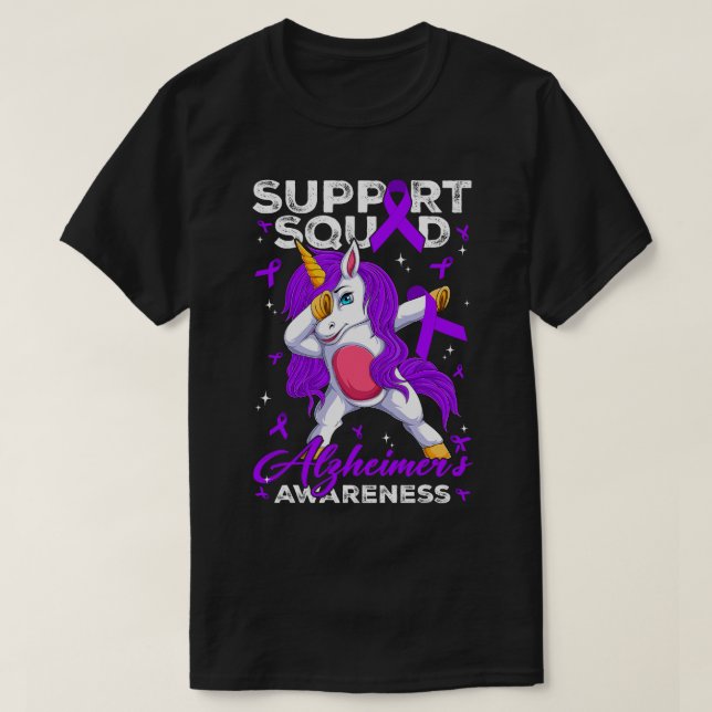 Camiseta Suporte ao Unicórnio e Purp da Consciência do Alzh (Frente do Design)