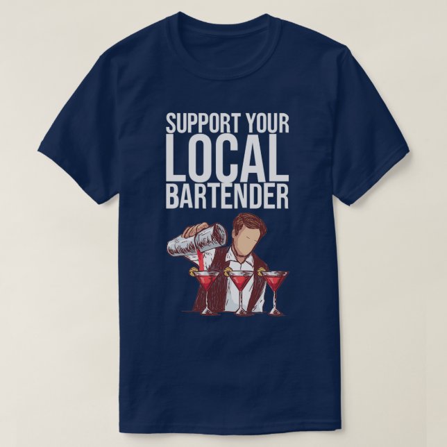 CAMISETA SUPORTE AOS SEUS PRESENTES DE BARTENDER LOCAIS (Frente do Design)