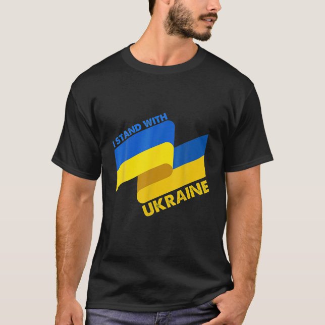 Camiseta Suporte de Bandeira Ucraniano Eu Defendo A Faixa D (Frente)