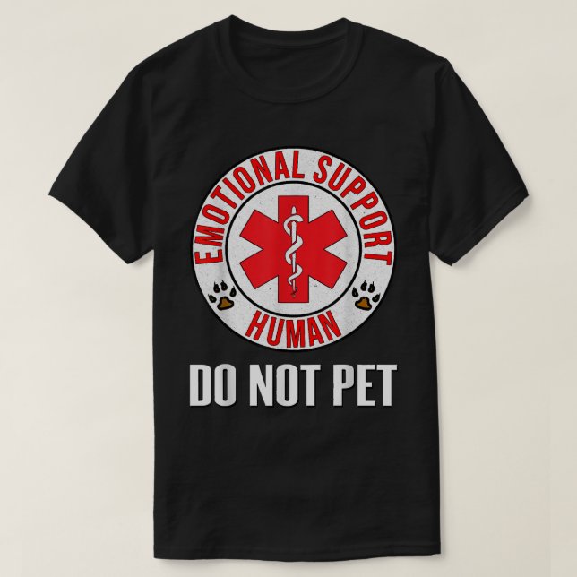 Camiseta Suporte Emocional Humano Não Pet Service Dog Lo (Frente do Design)