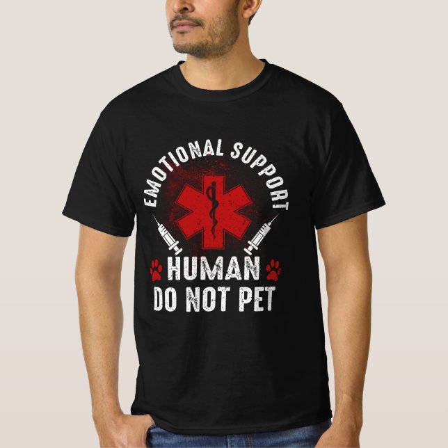 Camiseta Suporte Emocional Humano Não Pet Service Dog Lov (Frente)