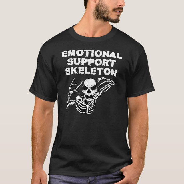 Camiseta Suporte Emocional Skeleton Engraçado Humor Louco (Frente)