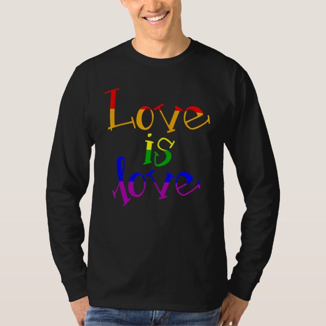 Camiseta Suporte Lgbb O Rainbow Pride Love É Love Ga Lésbic (Frente)