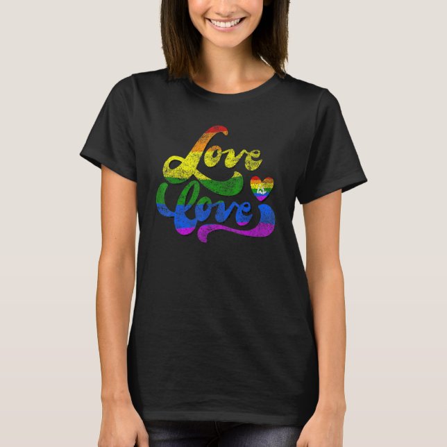 Camiseta Suporte Lgbb Rainbow Pride Love Is Love Lesbian G (Frente)
