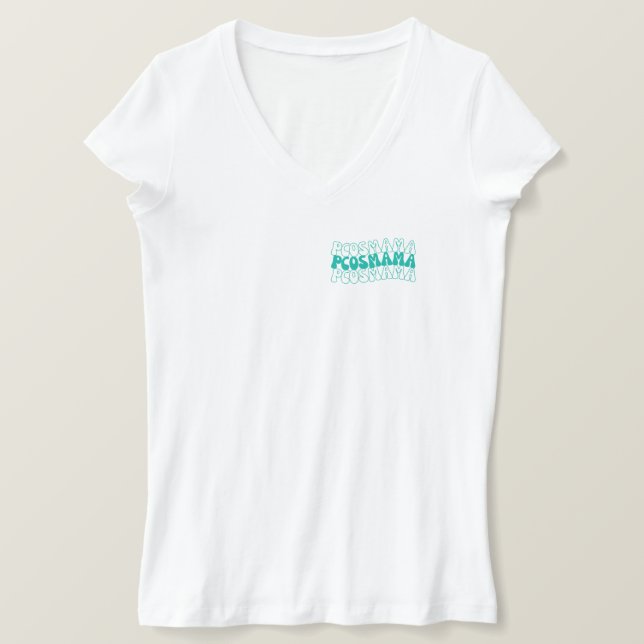 Camiseta Suporte Mãe para Síndrome de Ovário Policial PCOS  (Frente do Design)