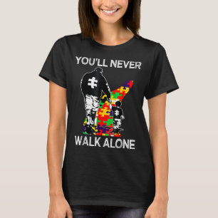 Camiseta Suporte Pai Autismo Sozinho Puzzle Você Nunca Cami