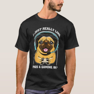 Camiseta Suporte para cachorro Pug Fones de ouvido Controle