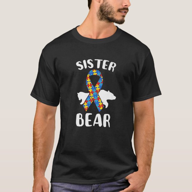 Camiseta Suporte para Quebra-cabeça de Consciência do Urso  (Frente)