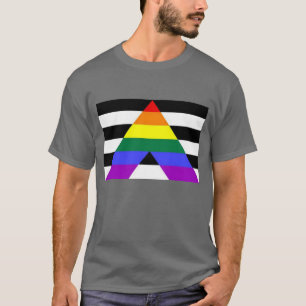 Camiseta Suporte reto do gay da bandeira LGBT do aliado