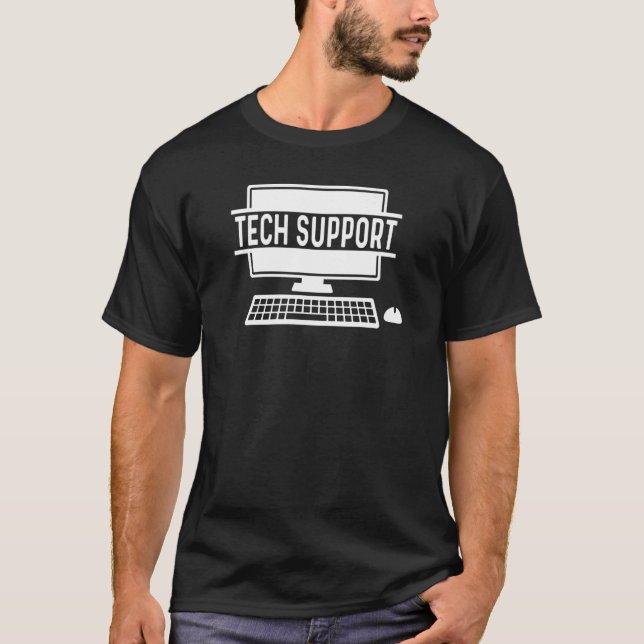 Camiseta Suporte Técnico Com Computador E Rato (Frente)