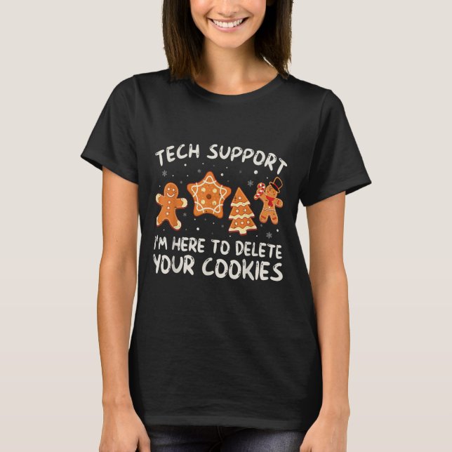 Camiseta Suporte Técnico De Natal Aqui Para Excluir Cookies (Frente)