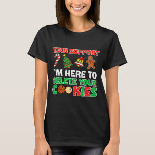 Camiseta Suporte Técnico de Natal Excluir Cookies Funny Xma
