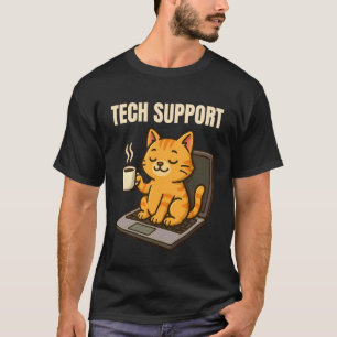 Camiseta Suporte Técnico Engraçado Amante de Gatos Fofos