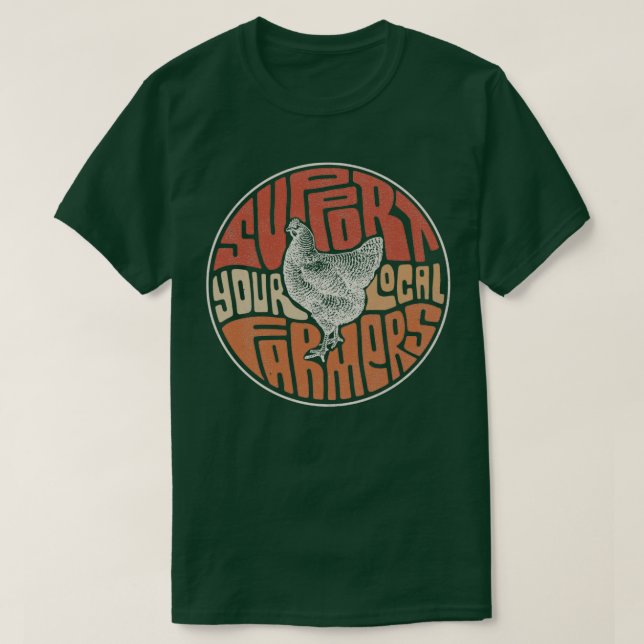 Camiseta Suportem Seu Frango De Agricultores Locais (Frente do Design)