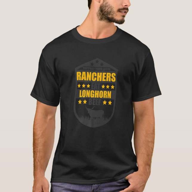 Camiseta Suportem Seus Ranchos Locais Comam Farmer Carne De (Frente)