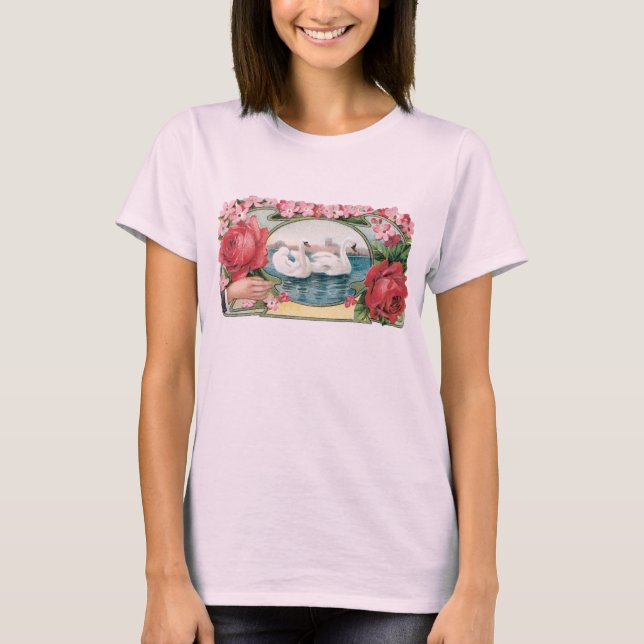 Camiseta Suportes e Rosas de arte de vindima (Frente)