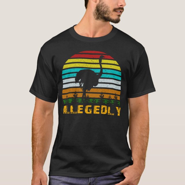 Camiseta Supostamente Ostrich TShirt Retro Flightless Bird  (Frente)