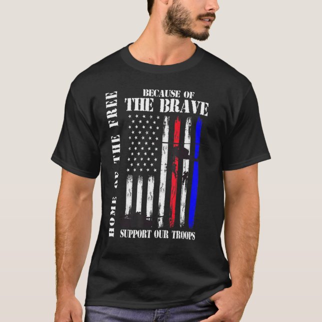 Camiseta Support Our Troops Veterans Memorial Day Usa Flag  (Frente)