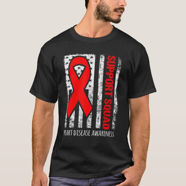 Camiseta Support Squad Heart Disease Awareness (Frente)