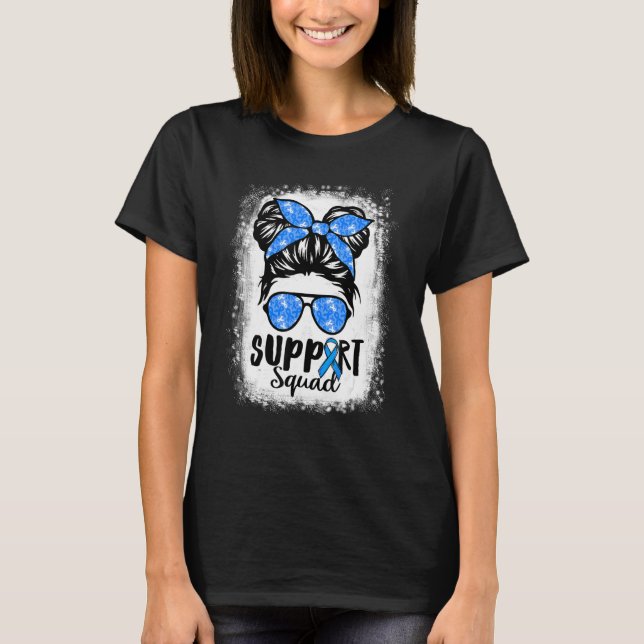 Camiseta Support Squad Messy Bun Blue Warrior Diabetes Awar (Frente)