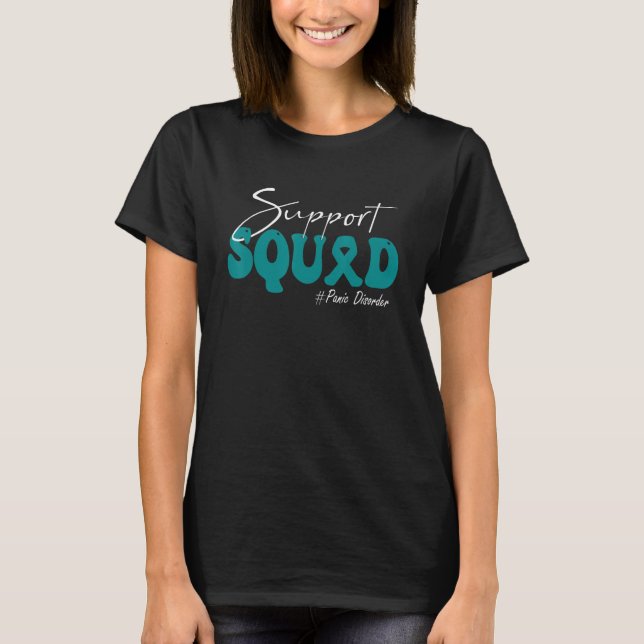 Camiseta Support Squad Panic Disorder Awareness Teal Ribbon (Frente)