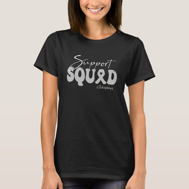 Camiseta Support Squad Schizophrenia Awareness Silver Ribbo (Frente)
