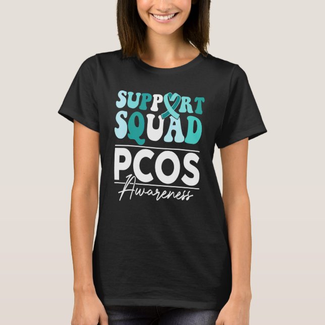 Camiseta Support Squad Sunflower Hair Butterfly PCOS Awaren (Frente)