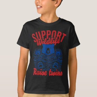 Camiseta Support Wildlife Raise Twins Funny Mama Bear