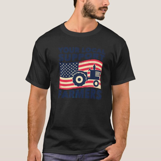Camiseta Support Your Local Farmer Graphic  With Tractor (Frente)