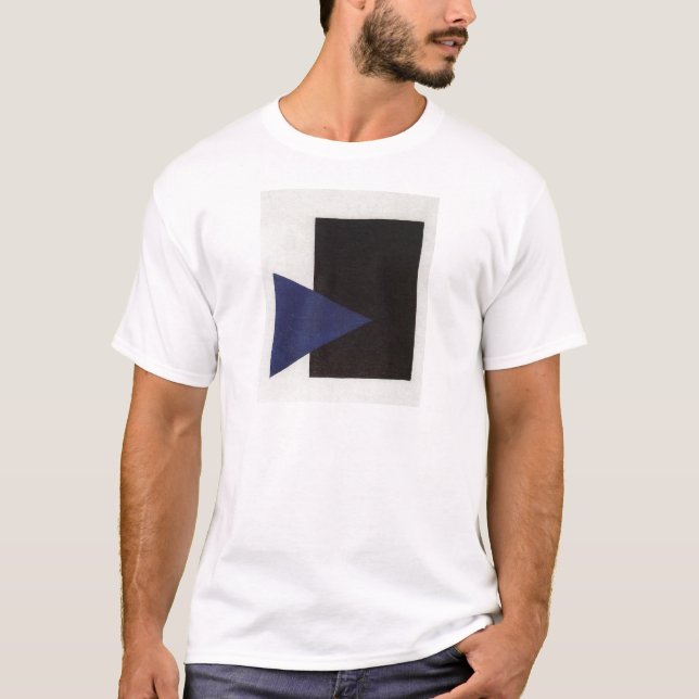 Camiseta Suprematism com triângulo azul e quadrado preto (Frente)
