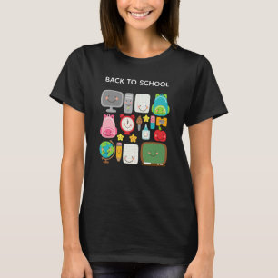 Camiseta Suprimentos de sala de aula Kawaii fofos para volt