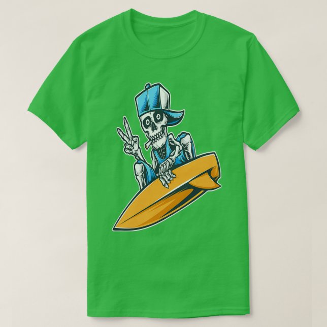 Camiseta Surf 1 de esqueleto (Frente do Design)