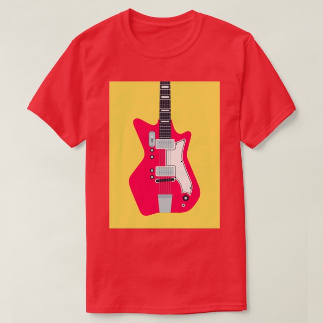 Camiseta Surf 60s - Rock Electric Guitar Yellow (Frente do Design)