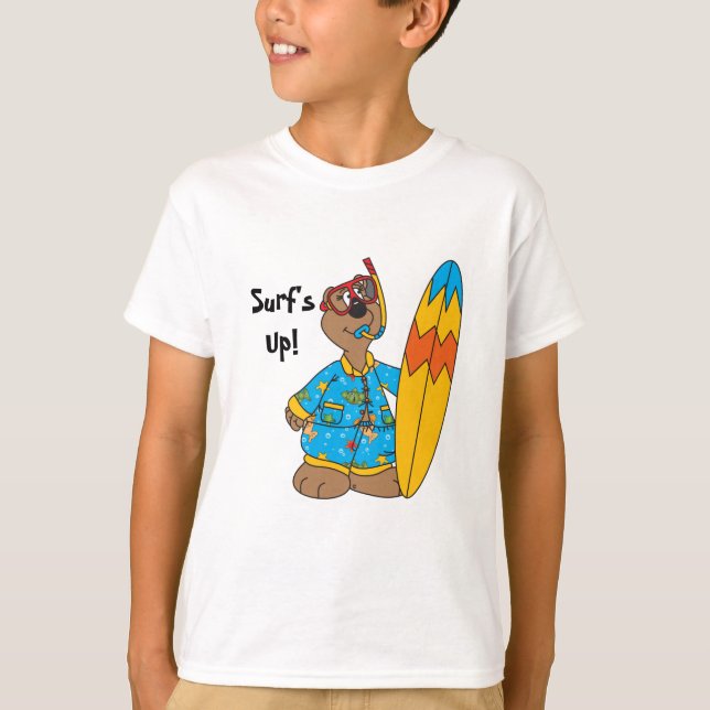 Camiseta Surf acima do urso dos desenhos animados (Frente)