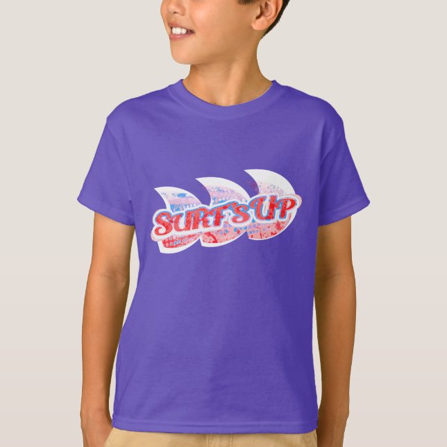 Camiseta Surf azul roxo vermelho e branco (Frente)