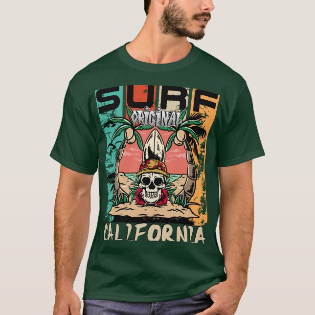 Camiseta Surf California Skull & Palm Graphic T Shirt (Frente)