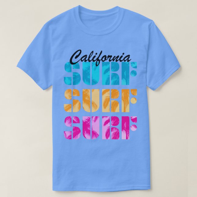 Camiseta Surf California Surfer Surfing Beach Ocean Summer (Frente do Design)