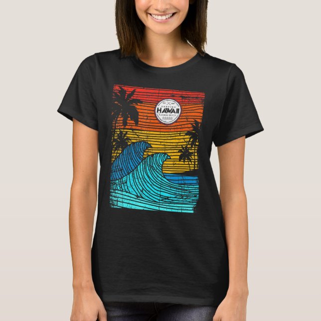 Camiseta Surf Clássico 80 90 Hawaii Havaiana Waves Art Prin (Frente)