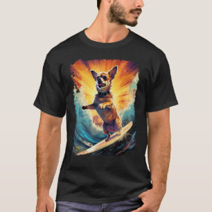 Camiseta Surf Conselho de pop Art Chihuahua Rainbow Paddle