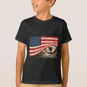 Camiseta Surf Cool Para Homens Mulheres 4 De Julho Bandeira