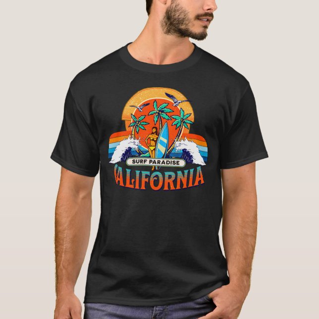 Camiseta Surf da Califórnia - Paraíso Retroativo (Frente)