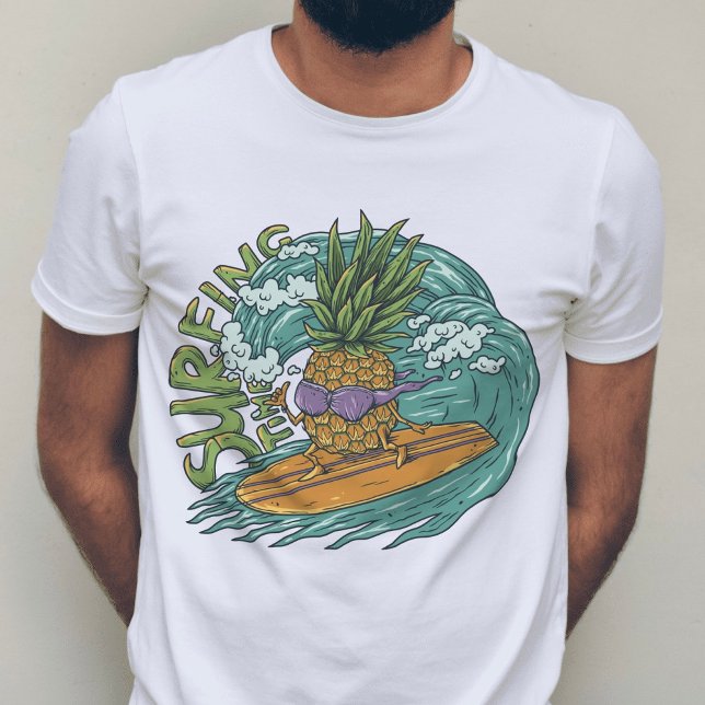 Camiseta Surf de abacaxi de onda tropical Surfing Summer (Criador carregado)
