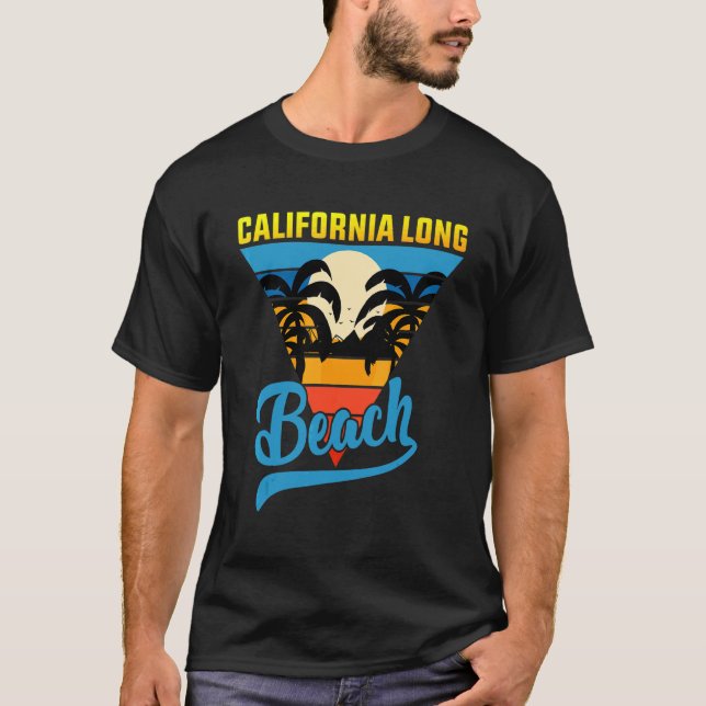 Camiseta Surf De Areia De Longa Praia Da Califórnia E Vacin (Frente)