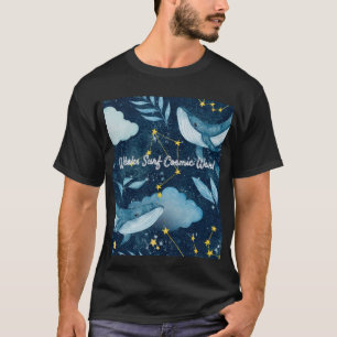 Camiseta Surf de baleias Ondas Cósmicas Constelação Azul De