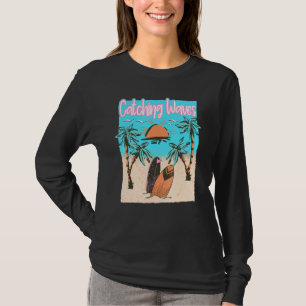 Camiseta Surf de colheita de ondas surfar na praia